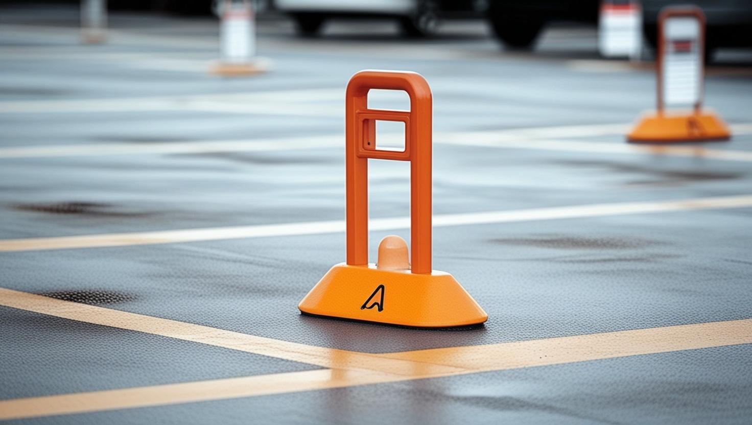 Manual parking barrier in the middle of a parking lot