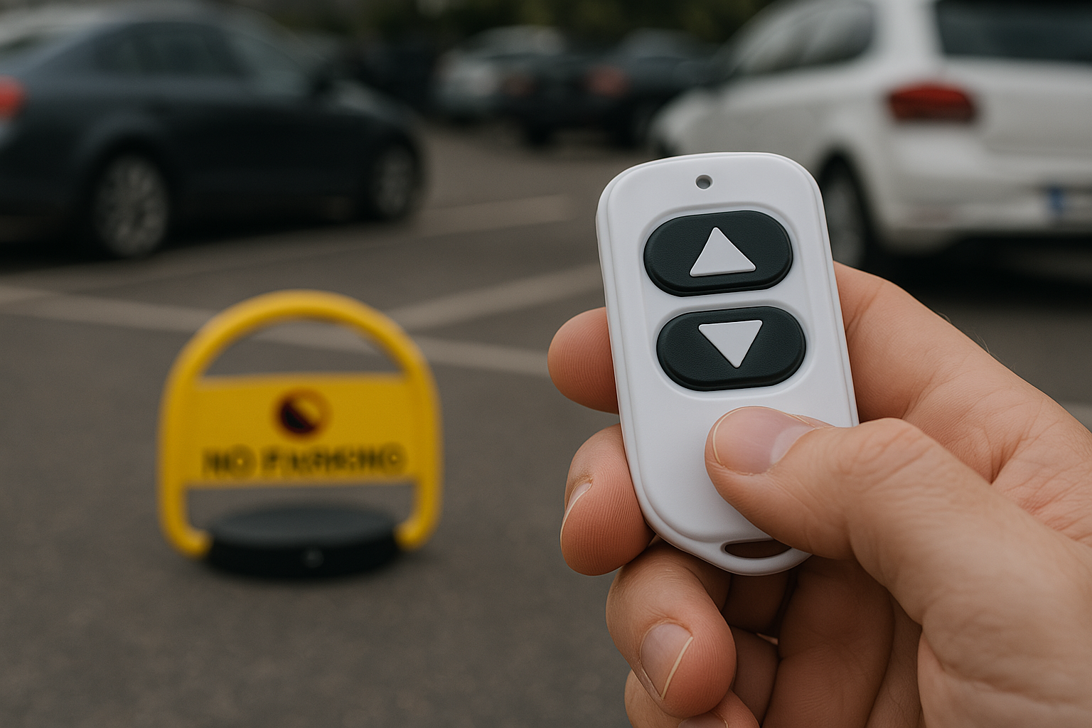 clicking on remote control of parking barrier