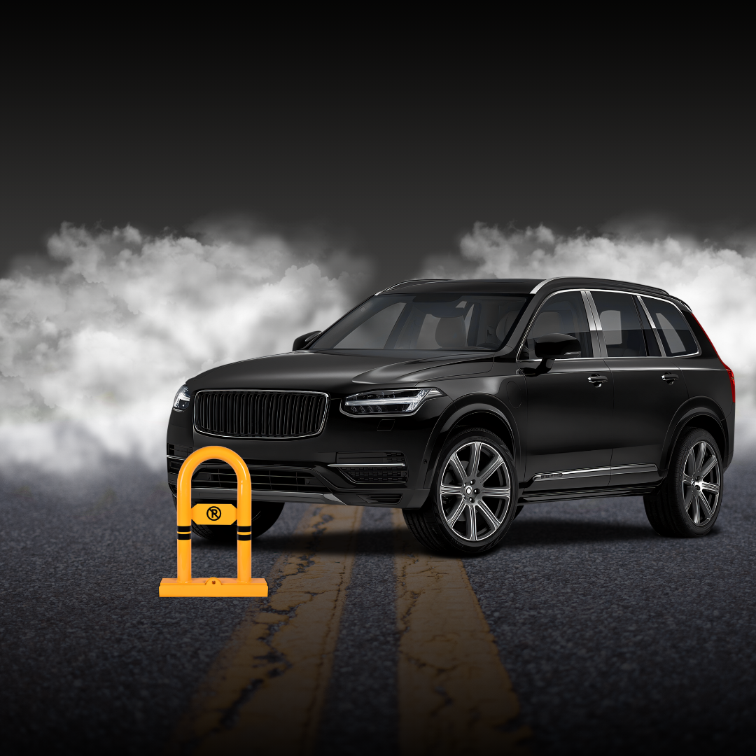 parking barrier infront of black car