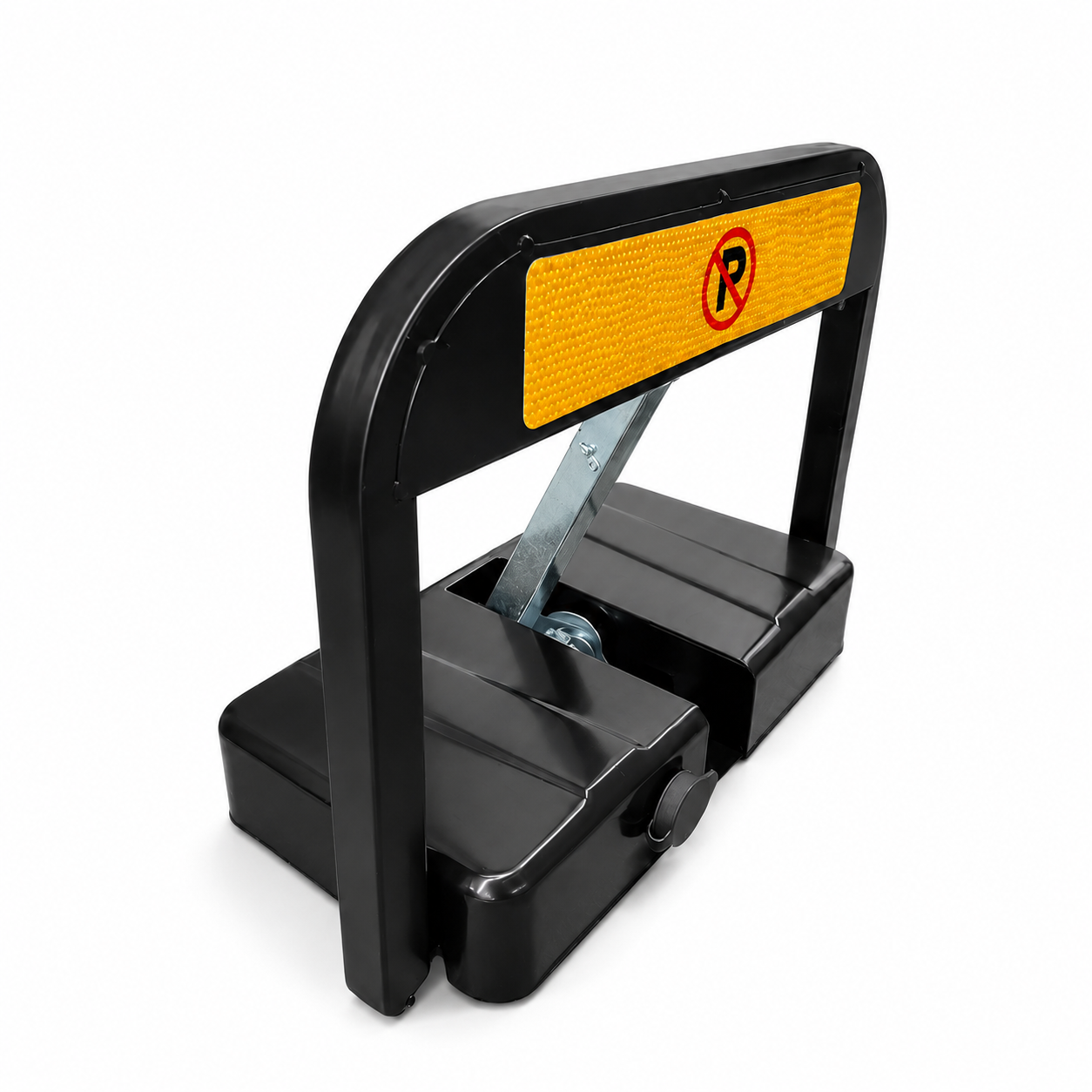Electric parking barrier with rear support leg