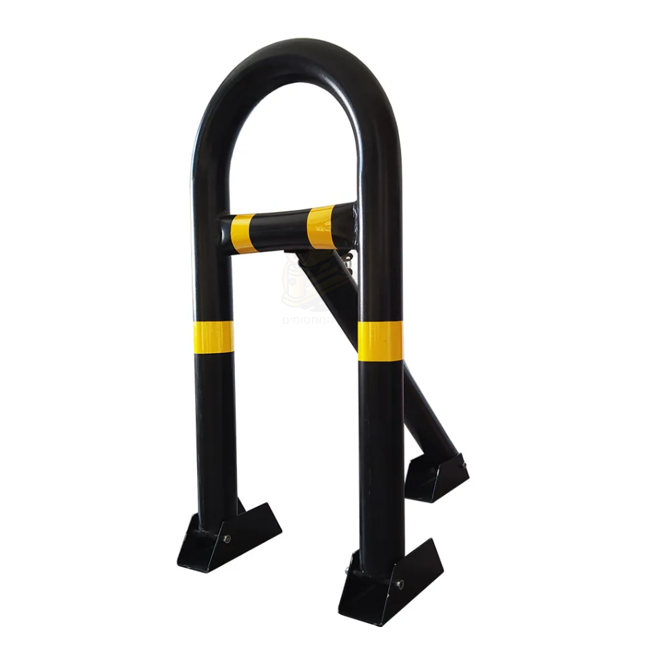 Strong folding parking barrier with rear leg
